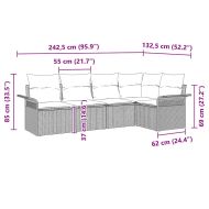 Градински Софа Комплект с възглавница 5 pcs Кафяво полиратан