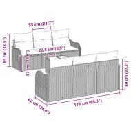 Градински Софа Комплект Черно 55 x 55 x 37 см полиратан