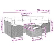Градински Софа Комплект Светлосиво 55 x 55 x 37 см полиратан