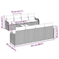 Градински Софа Комплект Черно 55 x 55 x 37 см полиратан