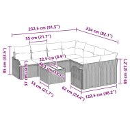 Градински Софа Комплект с възглавница 9 pcs Кафяво полиратан