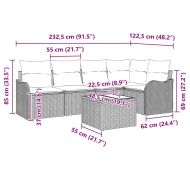 Градински Софа Комплект с възглавница 6 pcs Бежово Полиратан