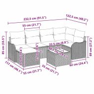 Градински Софа Комплект с възглавница 7 pcs Черно Полиратан