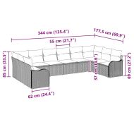 Градински Софа Комплект 10 pcs Светлосиво полиратан