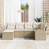 Градински Софа Комплект 6 pcs Бежово полиратан