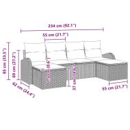 Градински Софа Комплект 6 pcs Черно Полипропилен Ратан