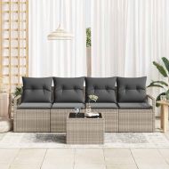 Комплект дивани 5 pcs Светлосив и тъмен сив полиратан