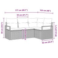 Комплект дивани 4 pcs Светлосиво полиратан