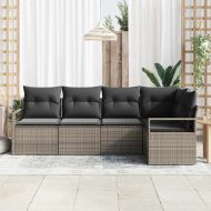 Комплект дивани 5 pcs Сив полиратан