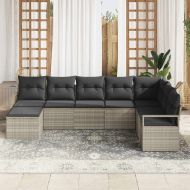 Комплект дивани с възглавница 7 pcs Светлосиво полиратан