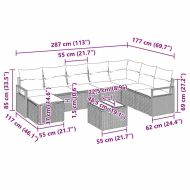 Градински Софа Комплект 9 pcs Сив Полиратан
