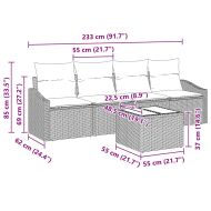 Комплект дивани с възглавница 5 pcs Бежов и кремав полиратан