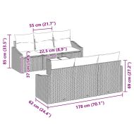 Комплект дивани с възглавница с възглавница 7 pcs Сив полиратан