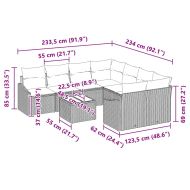 Комплект дивани с възглавница с възглавница 9 pcs Сив полиратан