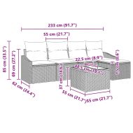Комплект дивани с възглавница 6 pcs Черно полиратан