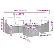 Комплект дивани с възглавница 6 pcs Кафяво полиратан