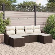 Комплект дивани с възглавница 6 pcs Кафяво полиратан