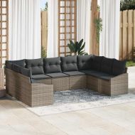 Градински Софа Комплект 9 pcs Сив Полиратан