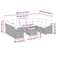 Градински Софа Комплект 10 pcs Черно Полиратан