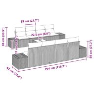 Градински Софа Комплект 7 pcs Светлосиво полиратан