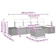Градински Софа Комплект с възглавница 6 pcs Бежово полиратан