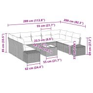 Градински Софа Комплект 10 pcs Светлосиво полиратан