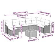 Градински Софа Комплект 9 pcs Черно Полиратан
