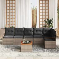 Градински Софа Комплект с възглавница 7 pcs Сив Полиратан