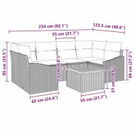 Градински Софа Комплект с възглавница 7 pcs Черно Полиратан