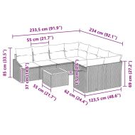 Градински Софа Комплект с възглавница 9 pcs Бежово Полиратан