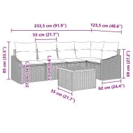 Градински Софа Комплект с възглавница 6 pcs Сив Полиратан