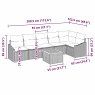 Градински Софа Комплект с възглавница 7 pcs Черно Полиратан