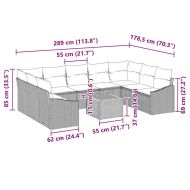 Градински Софа Комплект с възглавница 10 pcs Черно полиратан