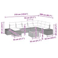 Градински Софа Комплект с възглавница 9 pcs Бежово Полиратан