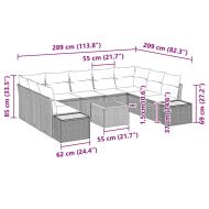 Градински Софа Комплект с възглавница 10 pcs Бежово Полиратан