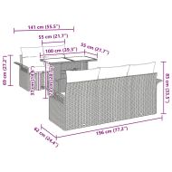 Градински Софа Комплект 6 pcs Светлосиво полиратан