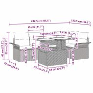 Градински Софа Комплект с възглавница 6 pcs Черно полиратан