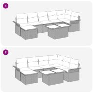 Градински Софа Комплект с възглавница 8 pcs Сив Полиратан