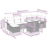 Градински Софа Комплект с възглавница 8 pcs Черно Полиратан