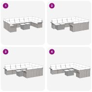 Градински Софа Комплект с възглавница 11 pcs Сив Полиратан