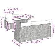 Градински Софа Комплект с възглавница 6 pcs Черно полиратан