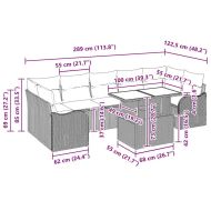 Градински Софа Комплект 8 pcs Светлосиво Полиратан