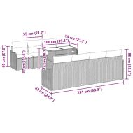 Градински Софа Комплект с възглавница 7 pcs Бежово полиратан