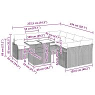 Градински Софа Комплект 9 pcs Светлосиво Полиратан