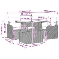 Градински Софа Комплект с възглавница 5 pcs Черно Полиратан
