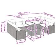 Градински Софа Комплект с възглавница 10 pcs Сив Полиратан