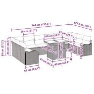 Градински Софа Комплект 11 pcs Светлосиво Полиратан