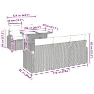 Градински Софа Комплект с възглавница 6 pcs Кафяво полиратан