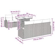 Градински Софа Комплект с възглавница 7 pcs Сив Полиратан