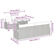 Градински Софа Комплект с възглавница 8 pcs Кафяво Полиратан